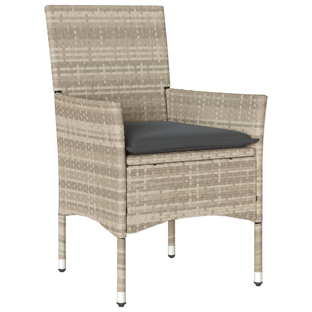 3-Tlg. Garten-Essgruppe Mit Kissen Poly Rattan Glas