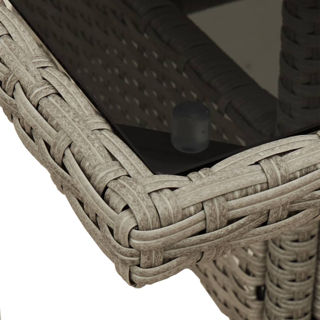 3-Tlg. Garten-Essgruppe Mit Kissen Poly Rattan Glas