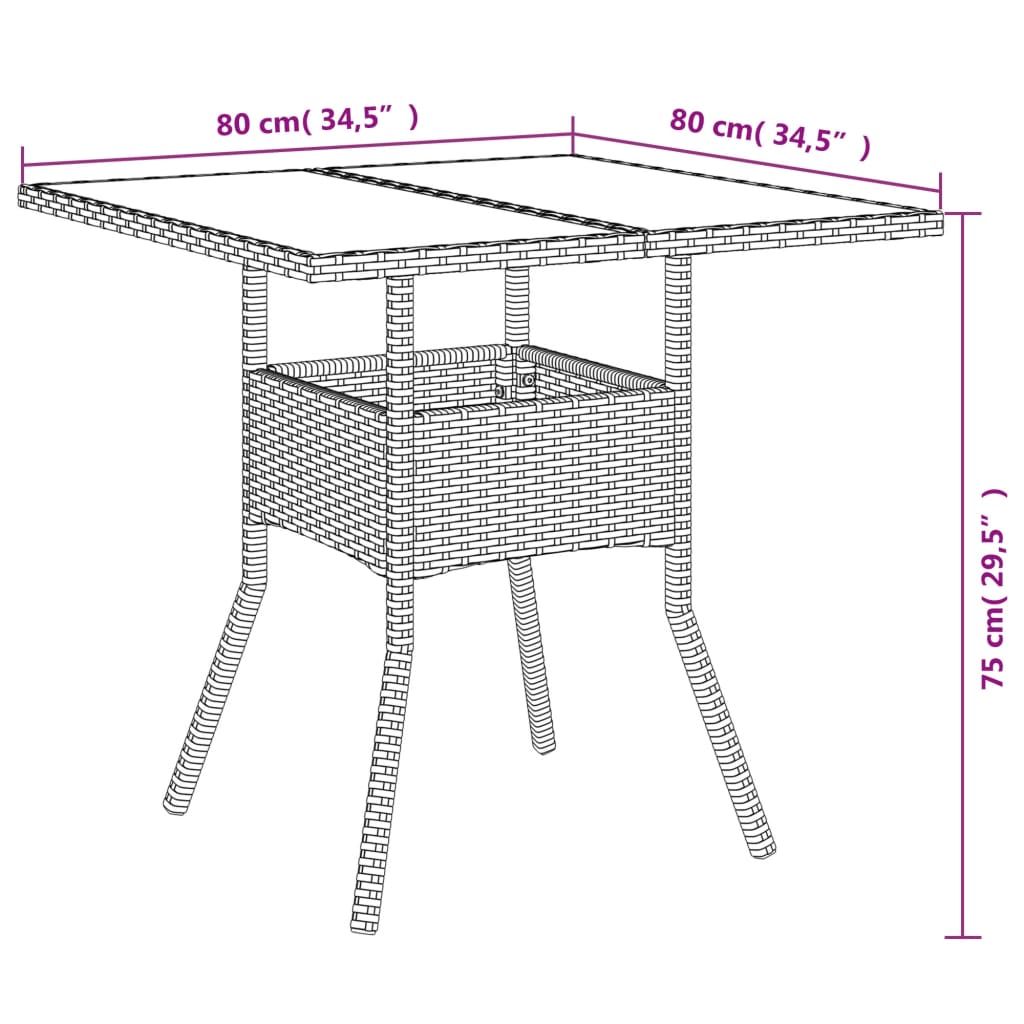 3-Tlg. Garten-Essgruppe Mit Kissen Poly Rattan Glas