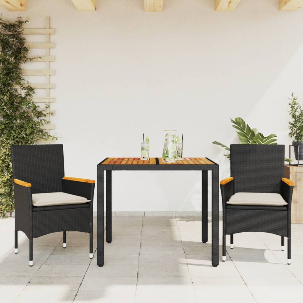 9-Tlg. Garten-Essgruppe Mit Kissen Poly Rattan Akazie