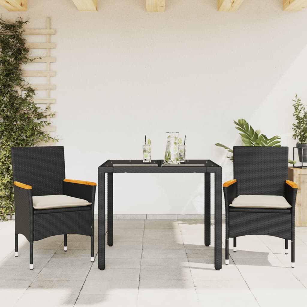 5-Tlg. Garten-Essgruppe Mit Kissen Poly Rattan Und Glas