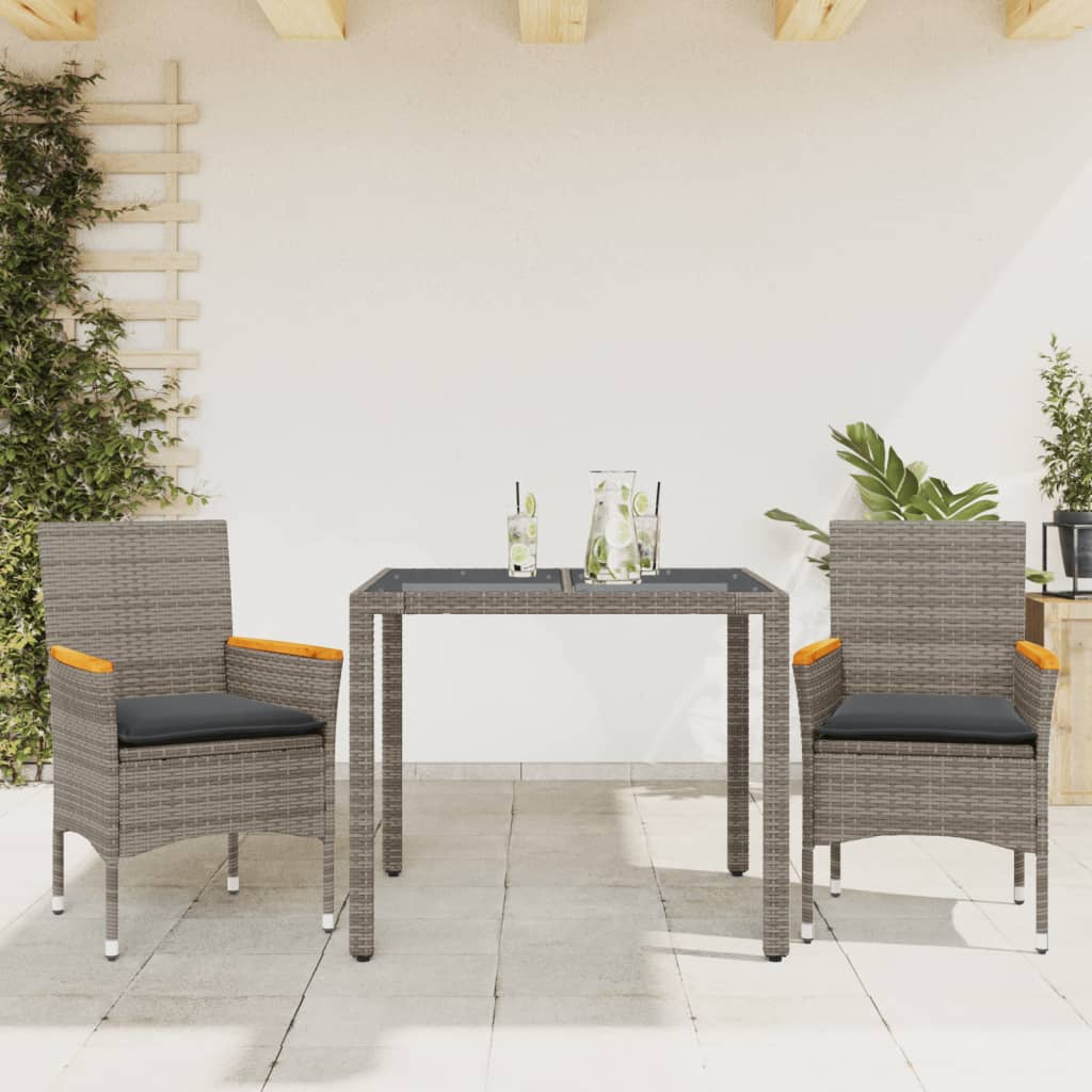 5-Tlg. Garten-Essgruppe Mit Kissen Poly Rattan Und Glas
