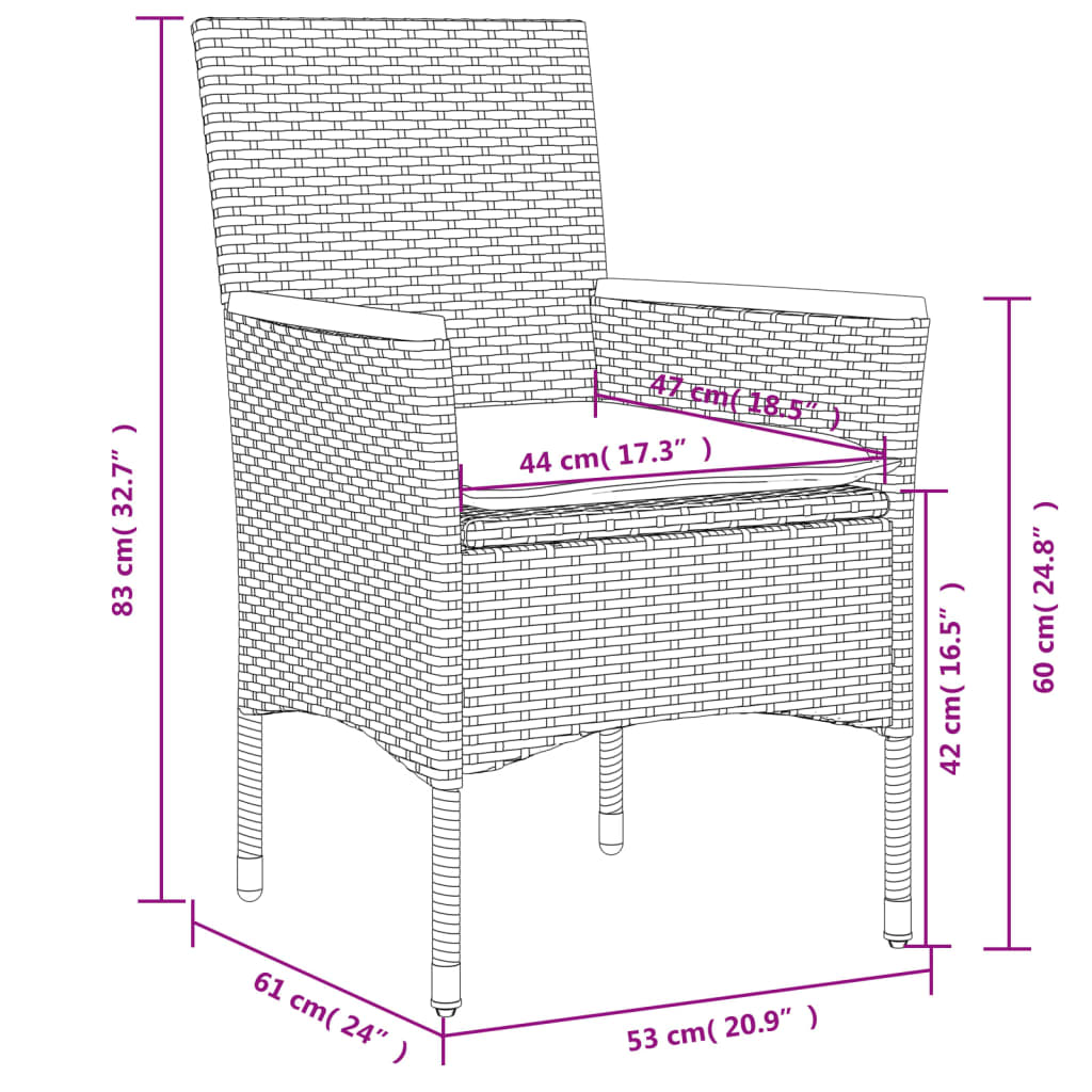 5-Tlg. Garten-Essgruppe Mit Kissen Poly Rattan Und Glas