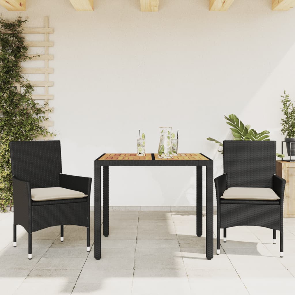 7-Tlg. Garten-Essgruppe Mit Kissen Poly Rattan Akazie