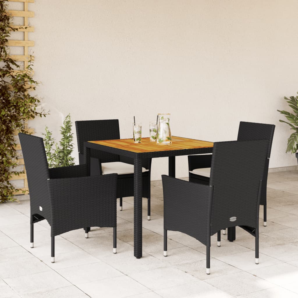 7-Tlg. Garten-Essgruppe Mit Kissen Poly Rattan Akazie