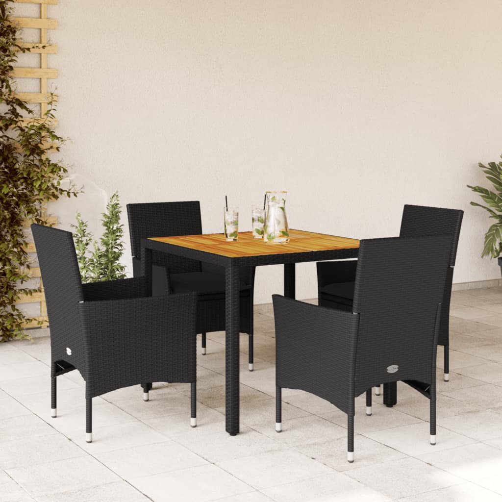 7-Tlg. Garten-Essgruppe Mit Kissen Poly Rattan Akazie
