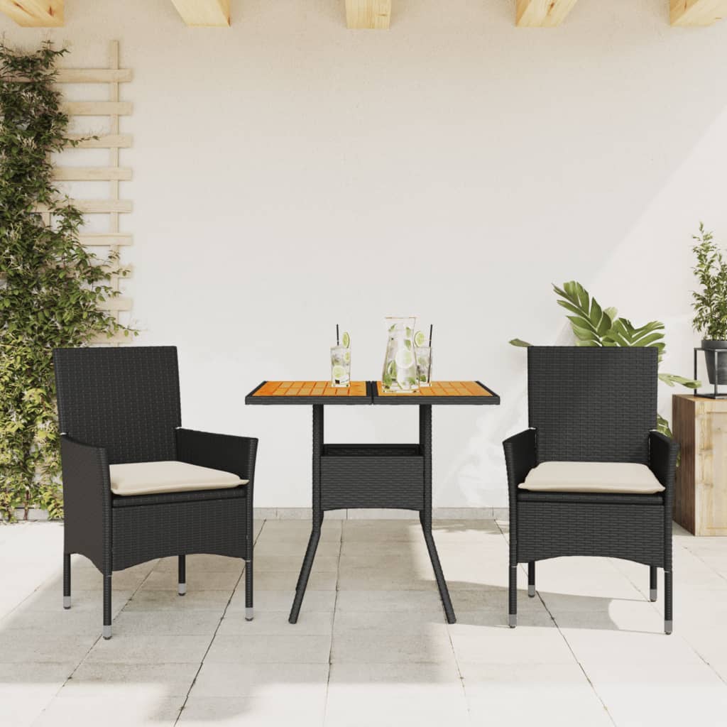 5-Tlg. Garten-Essgruppe Mit Kissen Poly Rattan Akazie