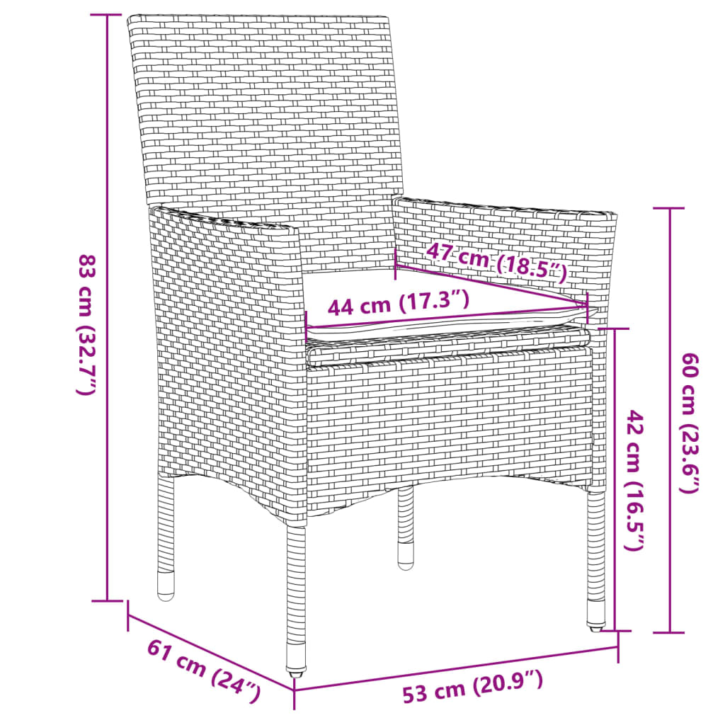 5-Tlg. Garten-Essgruppe Mit Kissen Poly Rattan Akazie