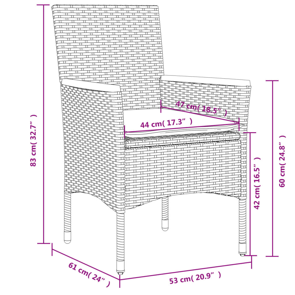 9-Tlg. Garten-Essgruppe Mit Kissen Poly Rattan Glas