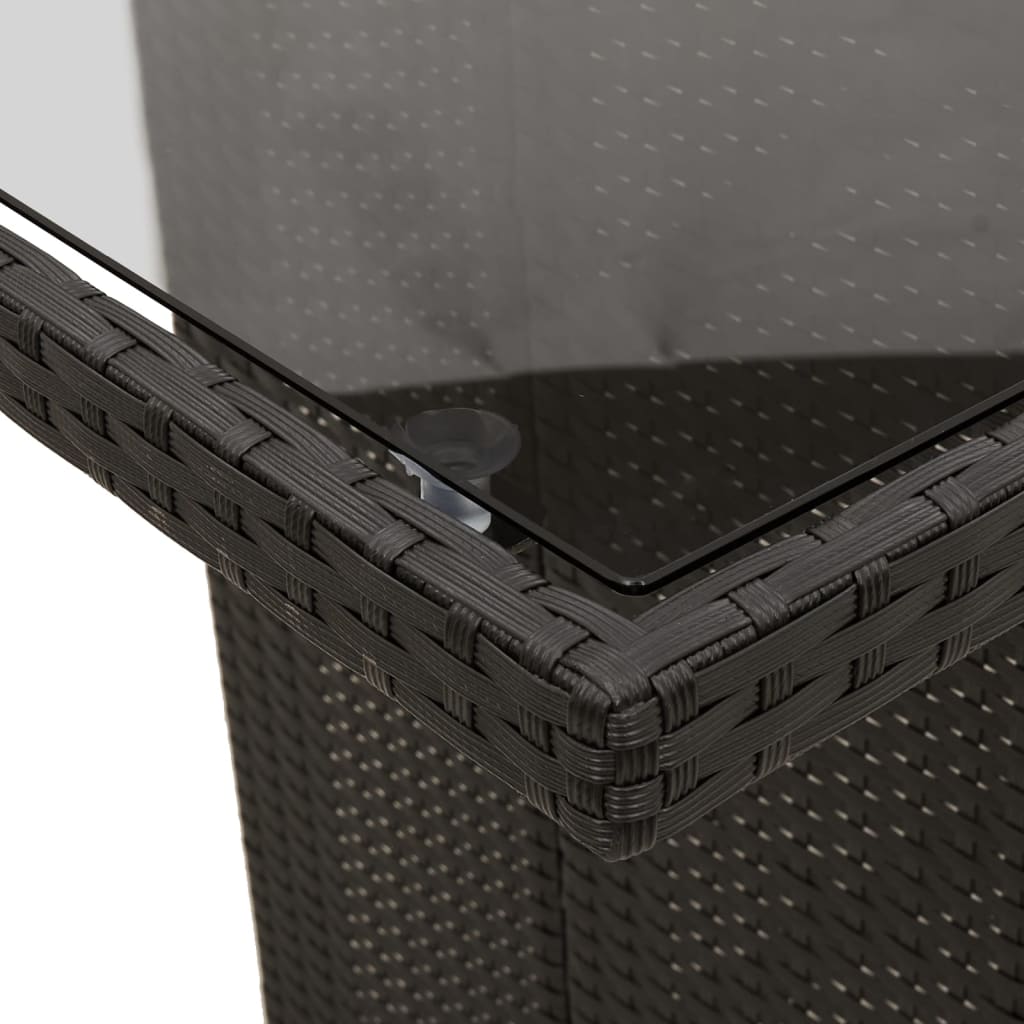 11-Tlg. Garten-Essgruppe Mit Kissen Schwarz Poly Rattan