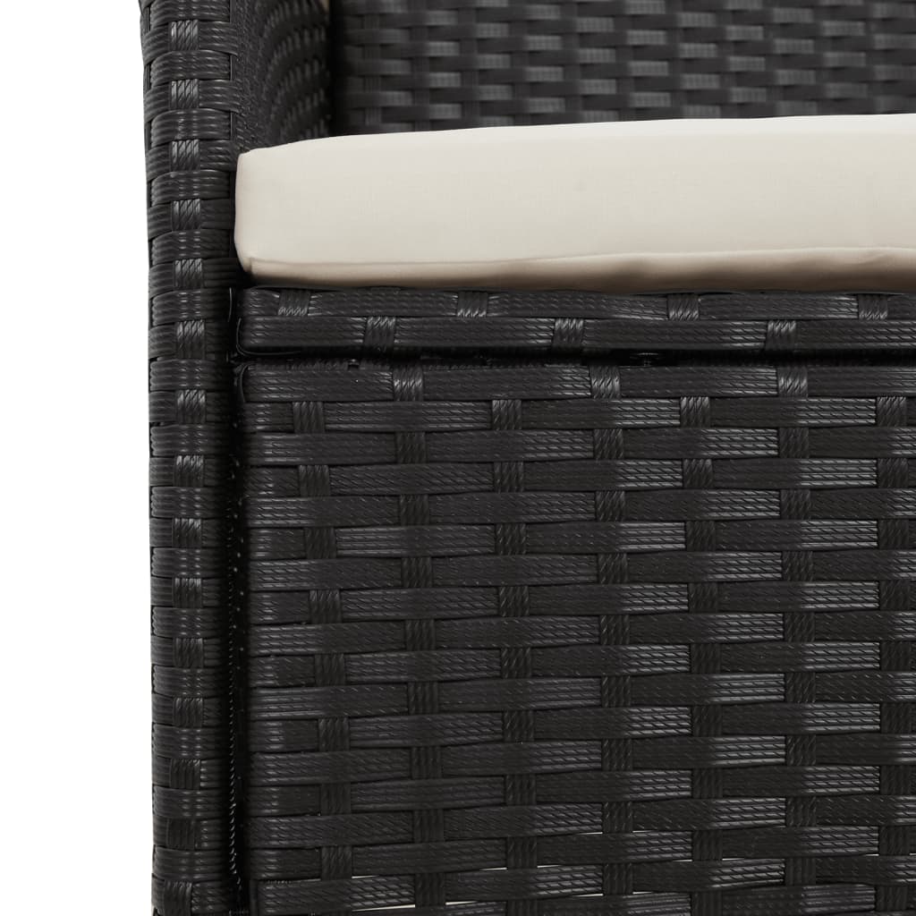11-Tlg. Garten-Essgruppe Mit Kissen Schwarz Poly Rattan