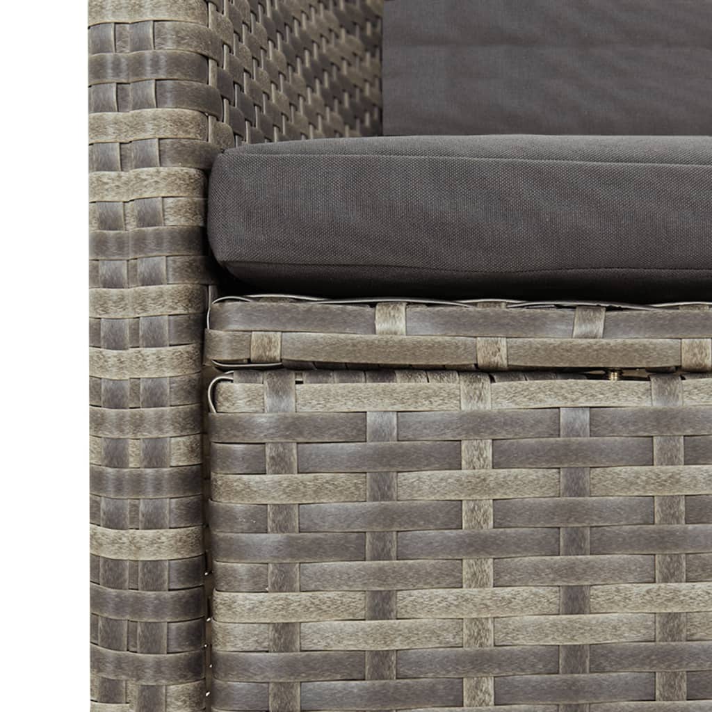 7-Tlg. Garten-Essgruppe Mit Kissen Grau Poly Rattan