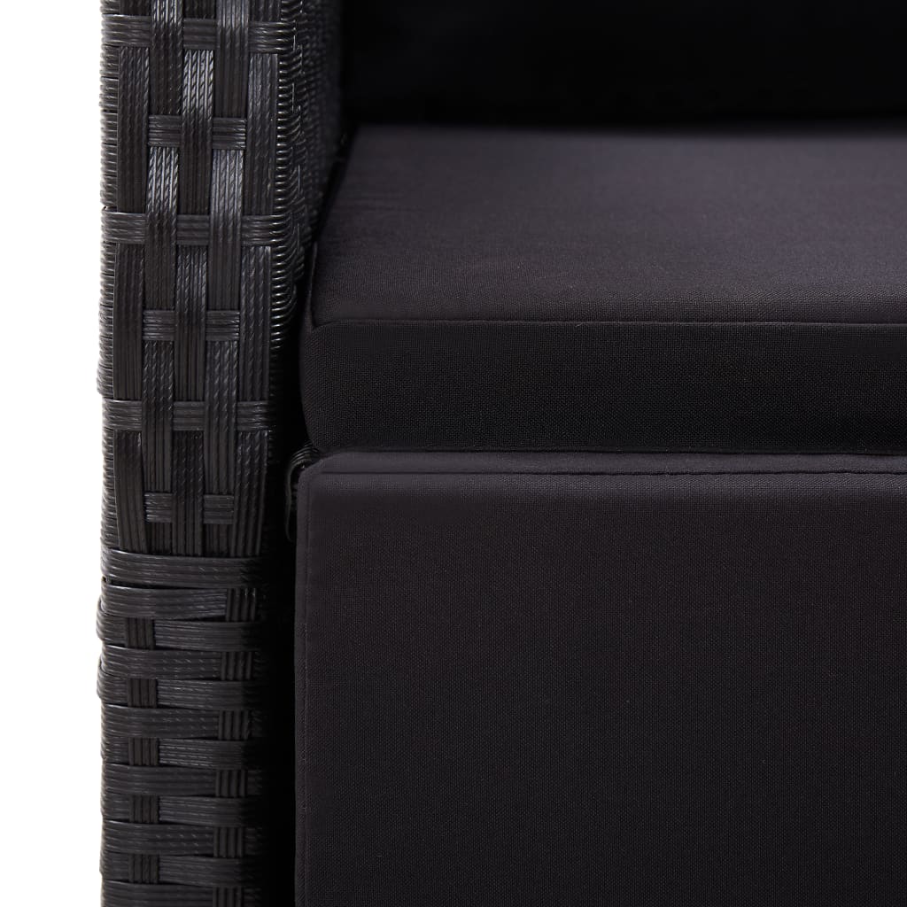 9-Tlg. Garten-Essgruppe Mit Kissen Schwarz Poly Rattan