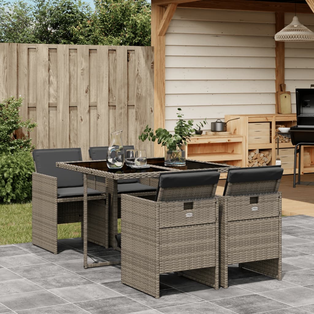 9-Tlg. Garten-Essgruppe Mit Kissen Poly Rattan