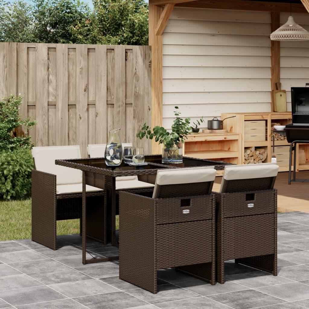 9-Tlg. Garten-Essgruppe Mit Kissen Poly Rattan