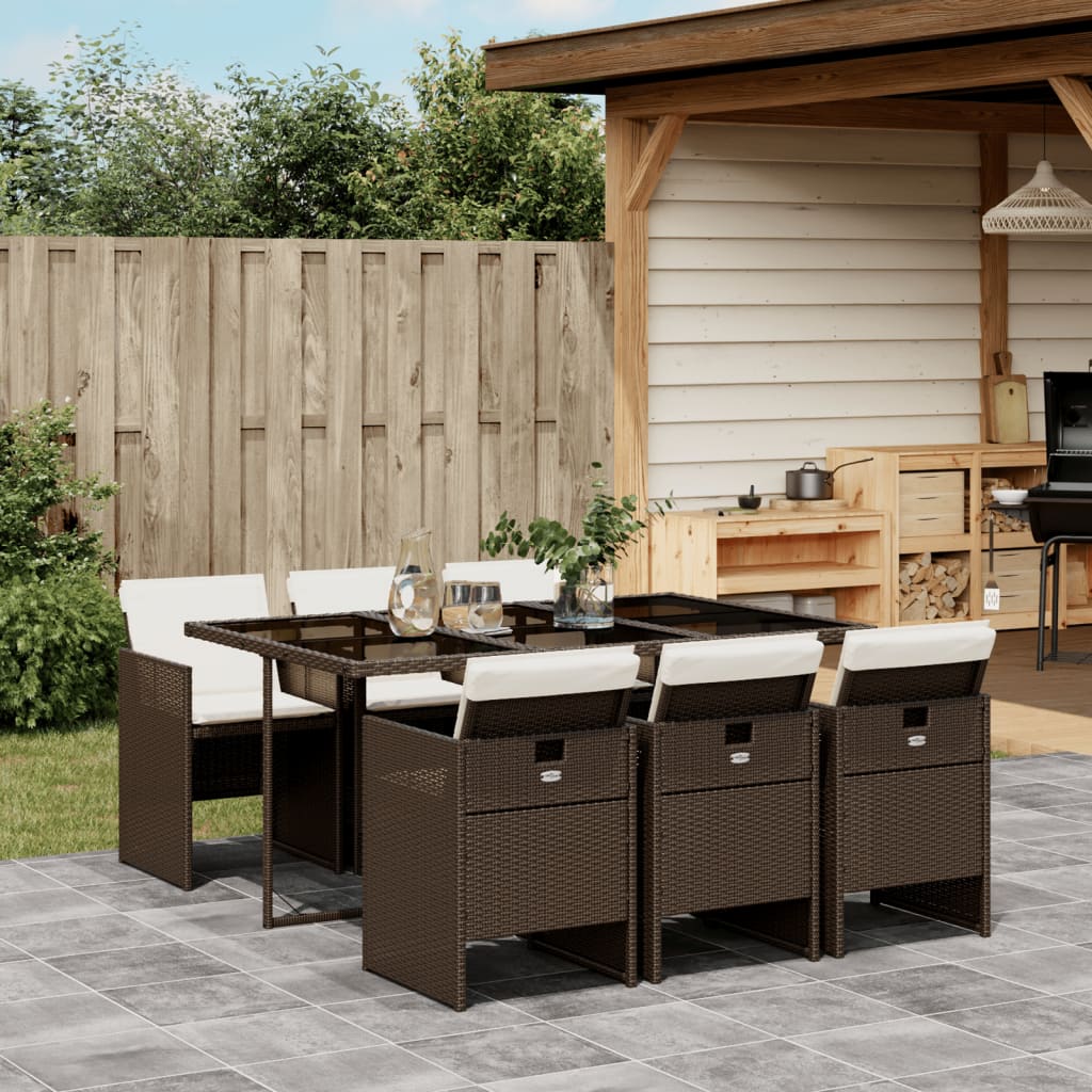 9-Tlg. Garten-Essgruppe Mit Kissen Poly Rattan