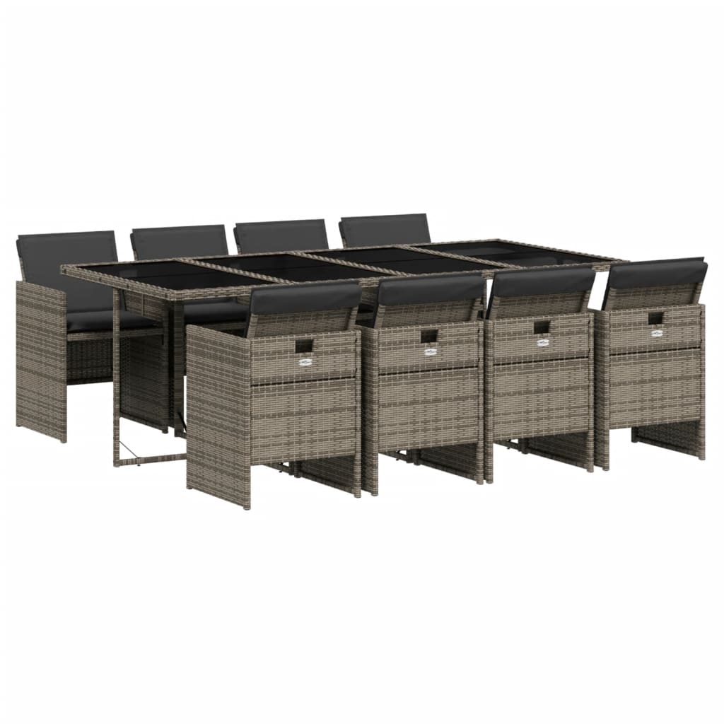 9-Tlg. Garten-Essgruppe Mit Kissen Poly Rattan