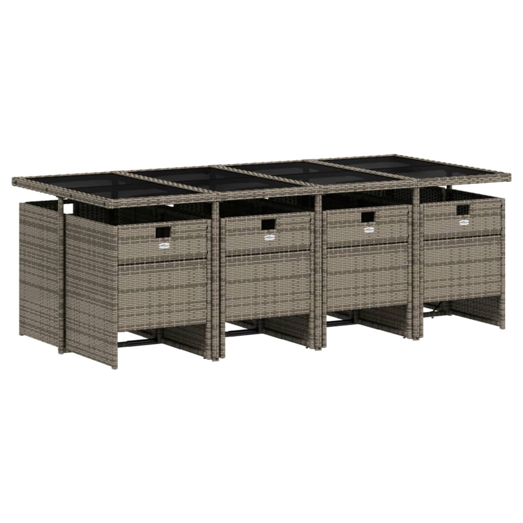 9-Tlg. Garten-Essgruppe Mit Kissen Poly Rattan