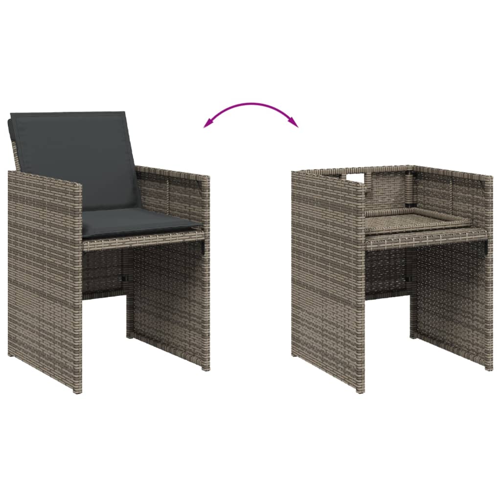 9-Tlg. Garten-Essgruppe Mit Kissen Poly Rattan