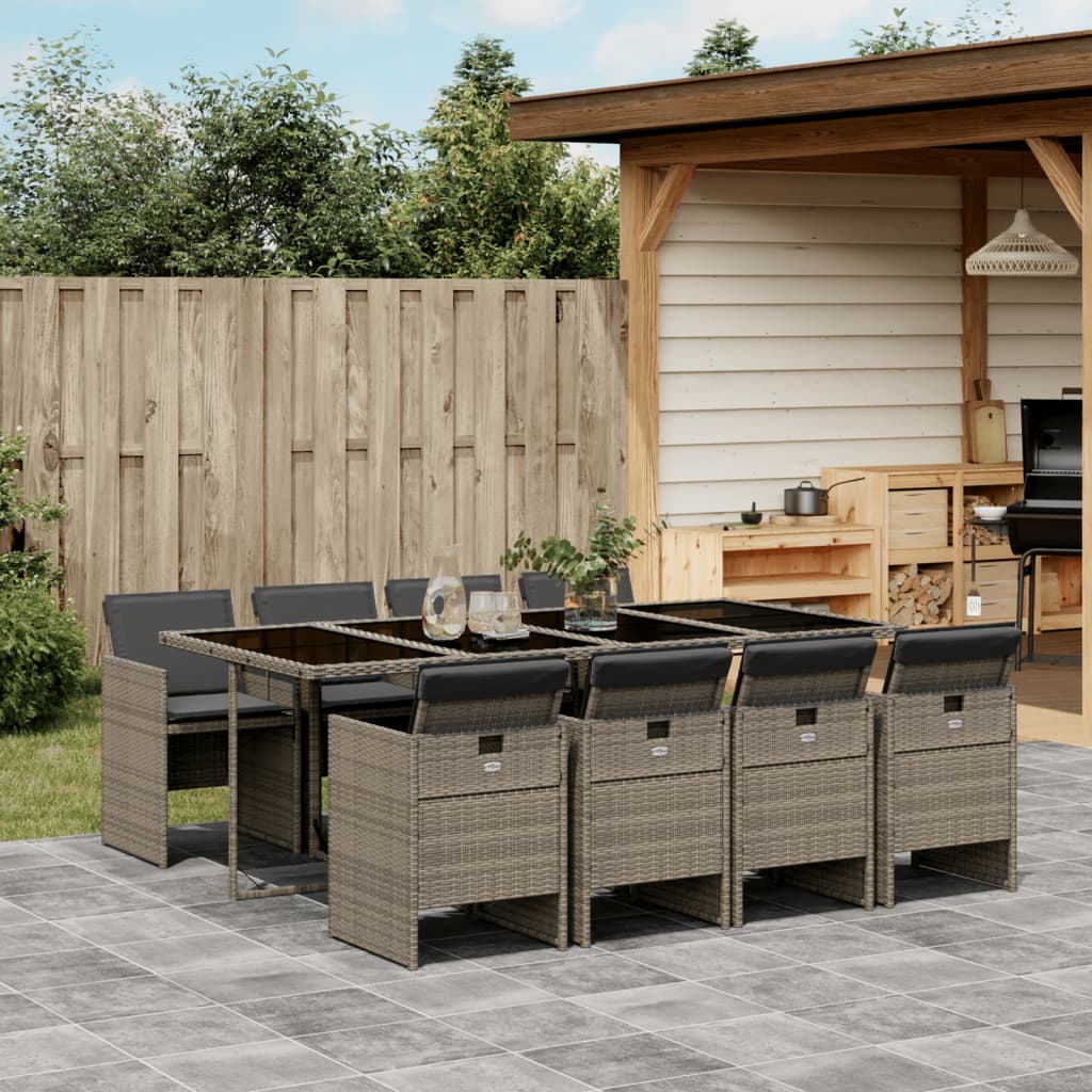 9-Tlg. Garten-Essgruppe Mit Kissen Poly Rattan