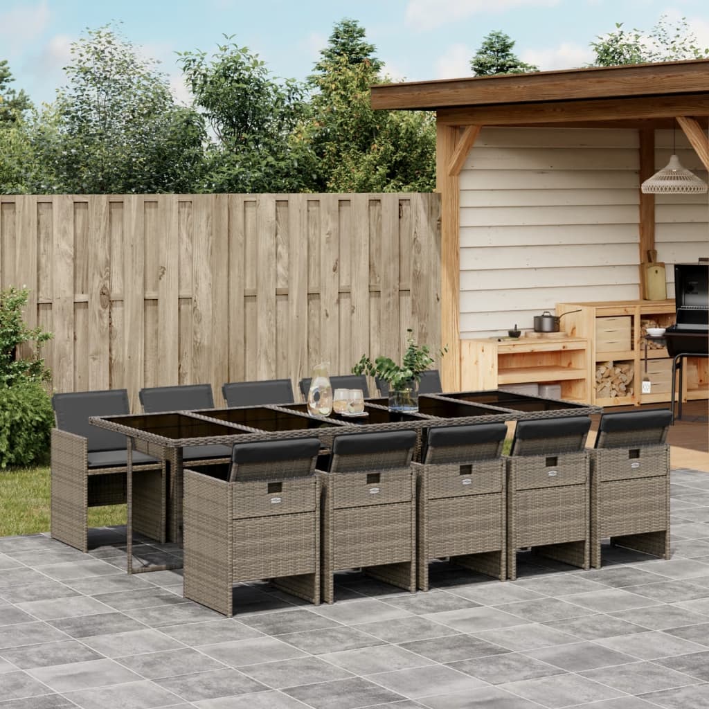 9-Tlg. Garten-Essgruppe Mit Kissen Poly Rattan