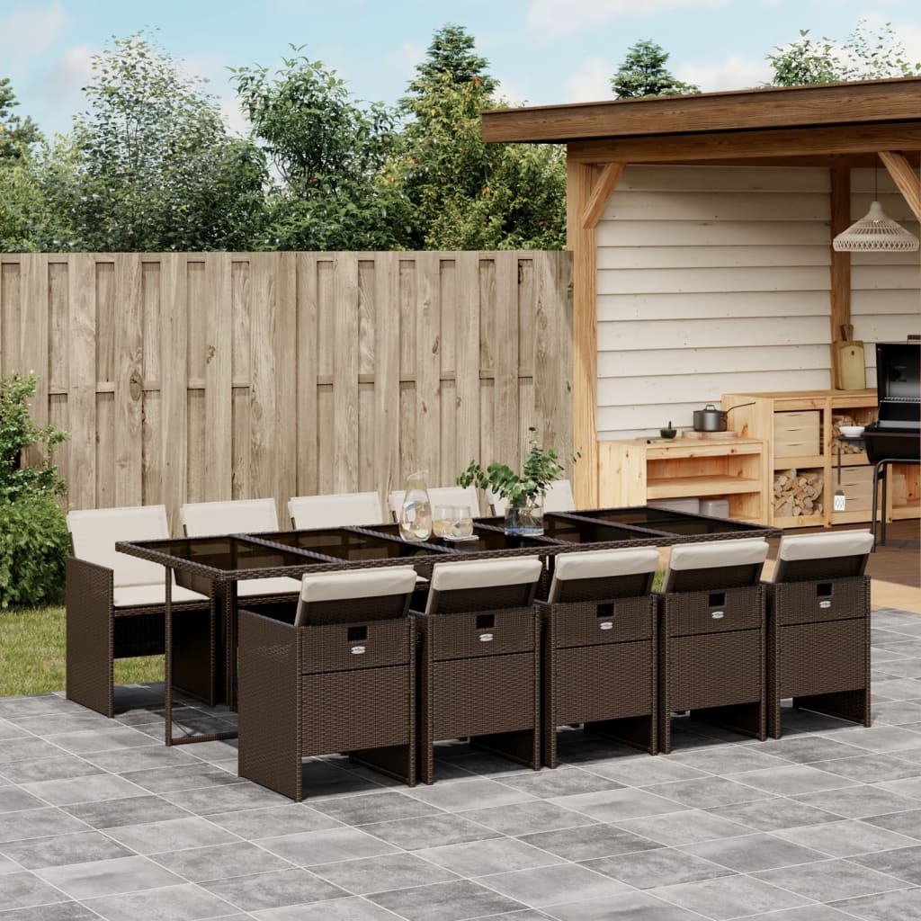 9-Tlg. Garten-Essgruppe Mit Kissen Poly Rattan
