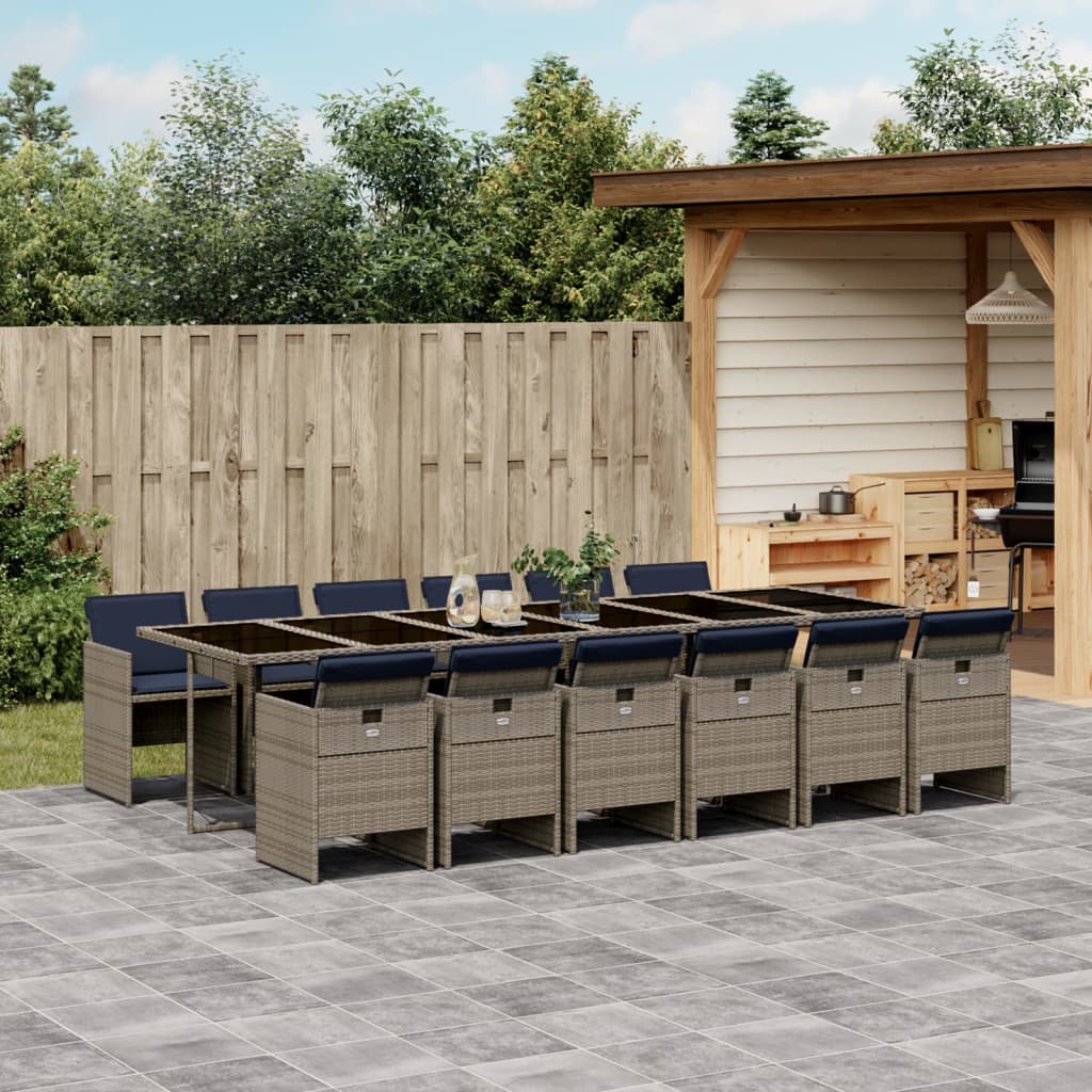 9-Tlg. Garten-Essgruppe Mit Kissen Poly Rattan
