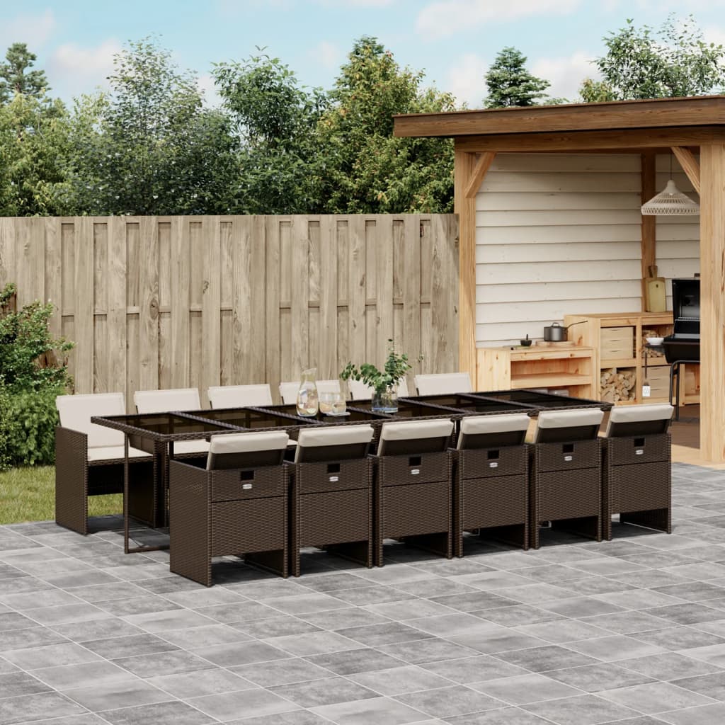 9-Tlg. Garten-Essgruppe Mit Kissen Poly Rattan