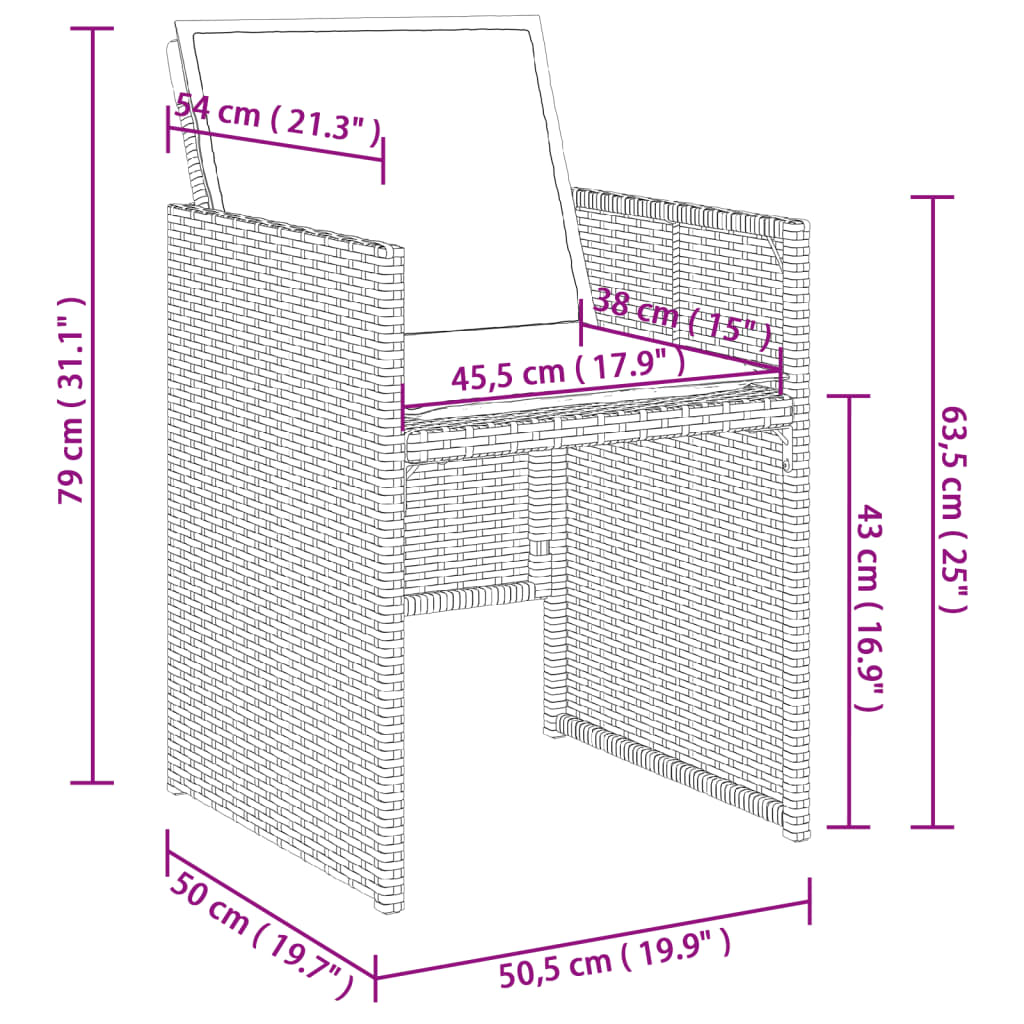 9-Tlg. Garten-Essgruppe Mit Kissen Poly Rattan