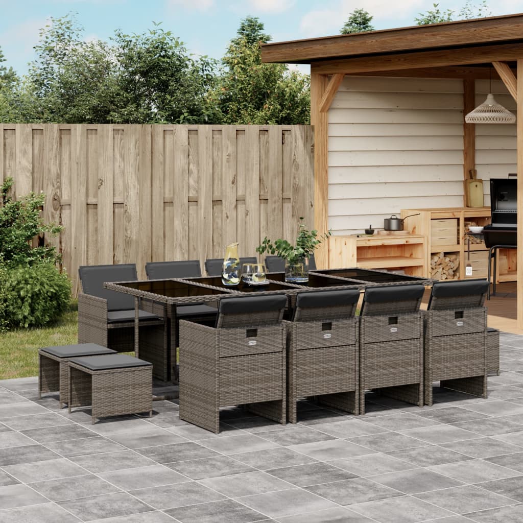 9-Tlg. Garten-Essgruppe Mit Kissen Poly Rattan