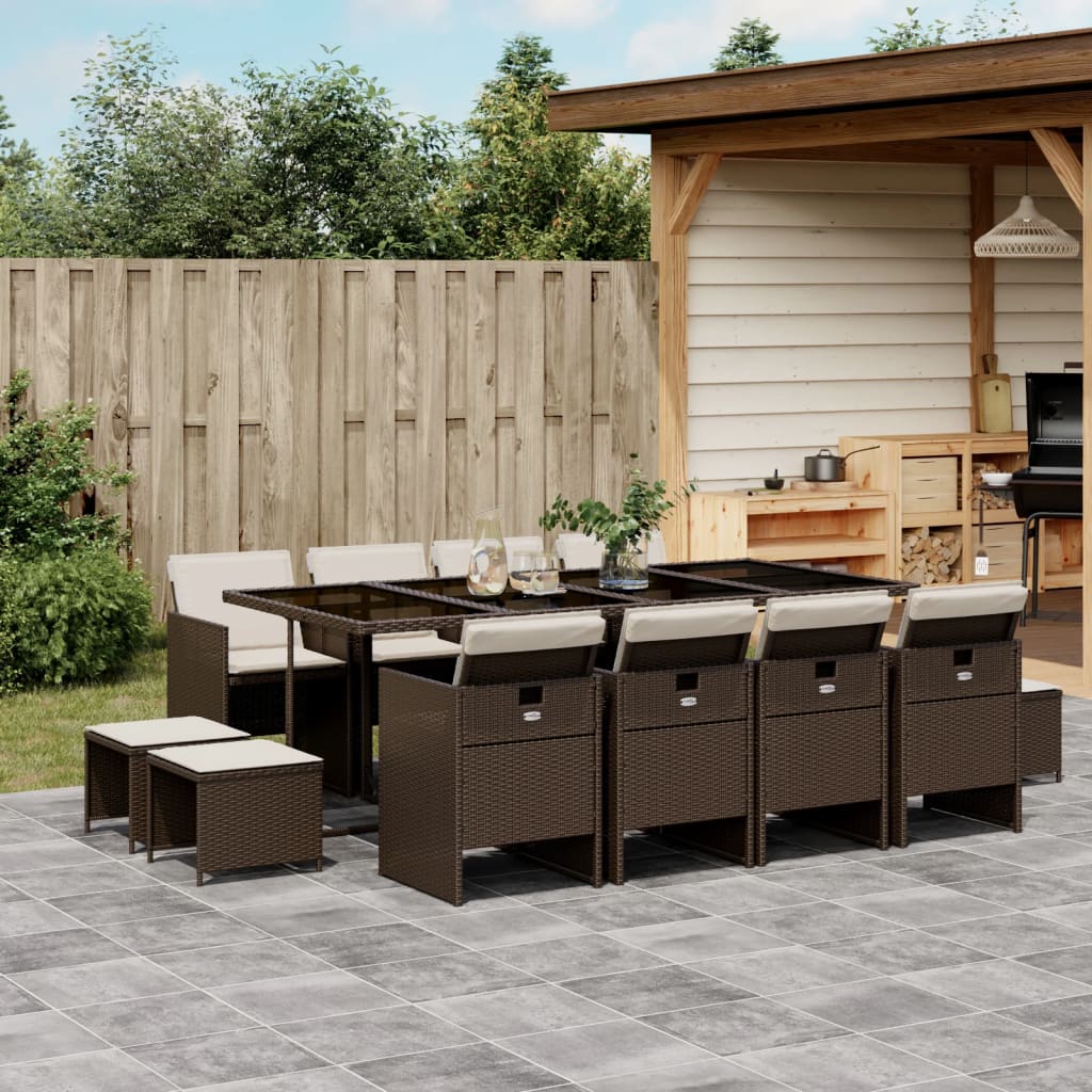 9-Tlg. Garten-Essgruppe Mit Kissen Poly Rattan
