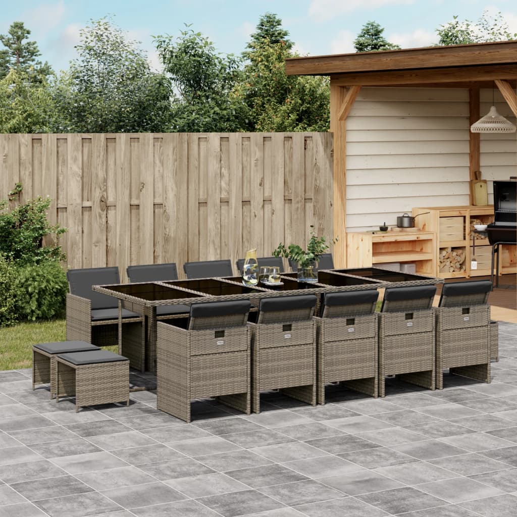 9-Tlg. Garten-Essgruppe Mit Kissen Poly Rattan