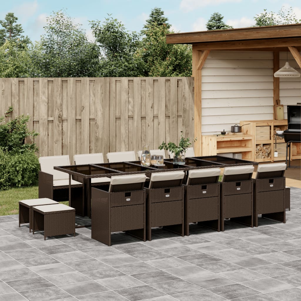 9-Tlg. Garten-Essgruppe Mit Kissen Poly Rattan