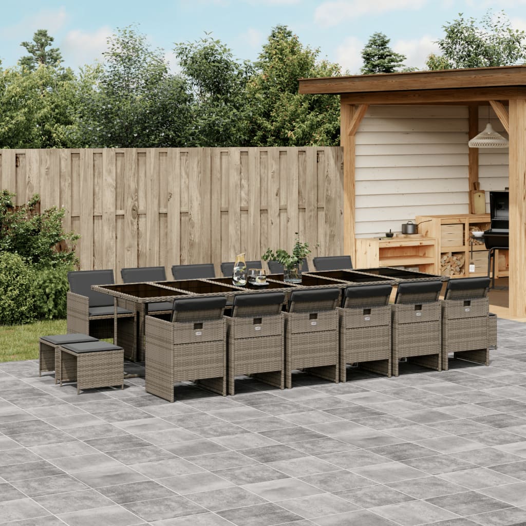 9-Tlg. Garten-Essgruppe Mit Kissen Poly Rattan
