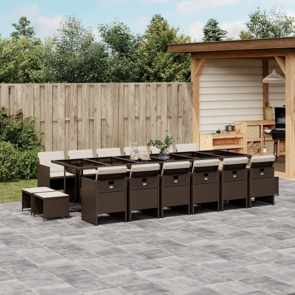 9-Tlg. Garten-Essgruppe Mit Kissen Poly Rattan