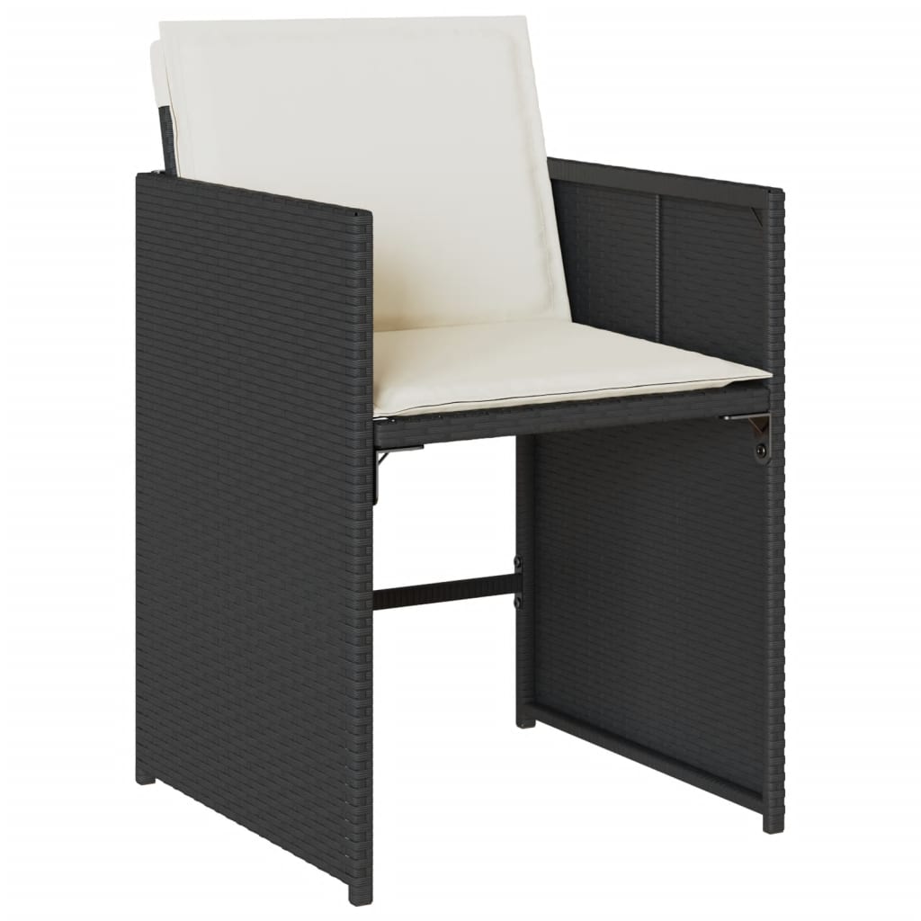 17-Tlg. Garten-Essgruppe Mit Kissen Schwarz Poly Rattan