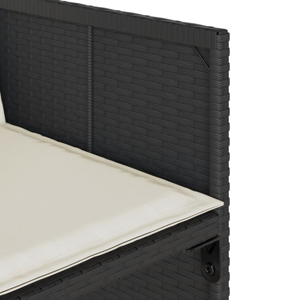 17-Tlg. Garten-Essgruppe Mit Kissen Schwarz Poly Rattan