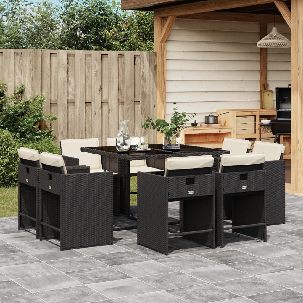 11-Tlg. Garten-Essgruppe Mit Kissen Poly Rattan