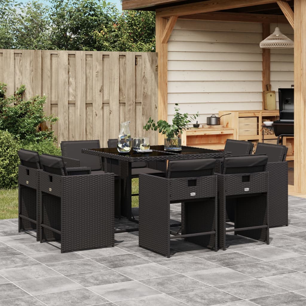 11-Tlg. Garten-Essgruppe Mit Kissen Poly Rattan