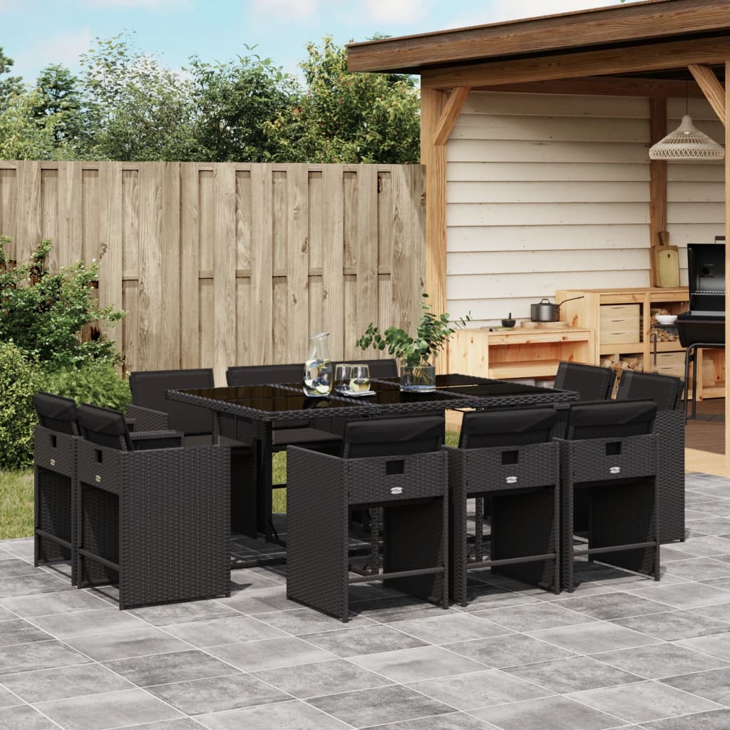11-Tlg. Garten-Essgruppe Mit Kissen Poly Rattan
