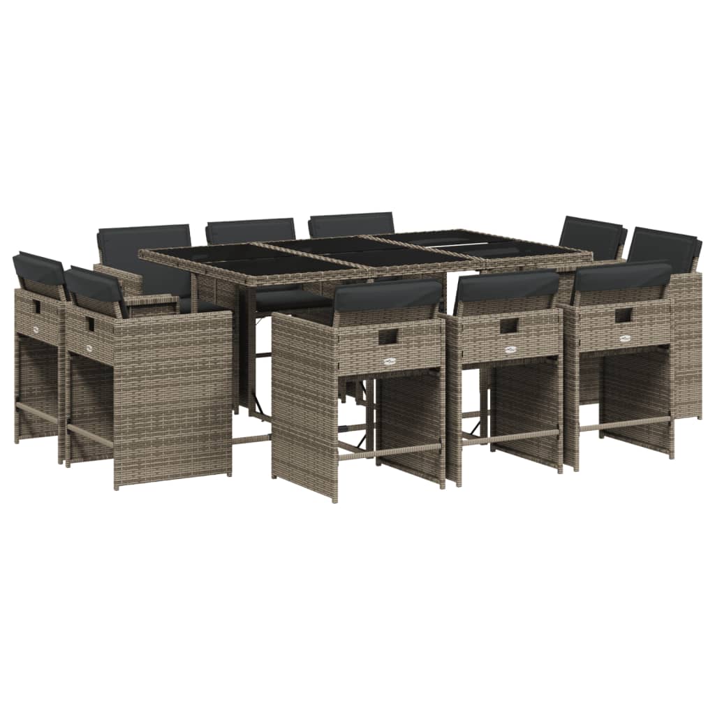 11-Tlg. Garten-Essgruppe Mit Kissen Poly Rattan