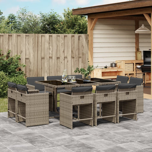 11-Tlg. Garten-Essgruppe Mit Kissen Poly Rattan