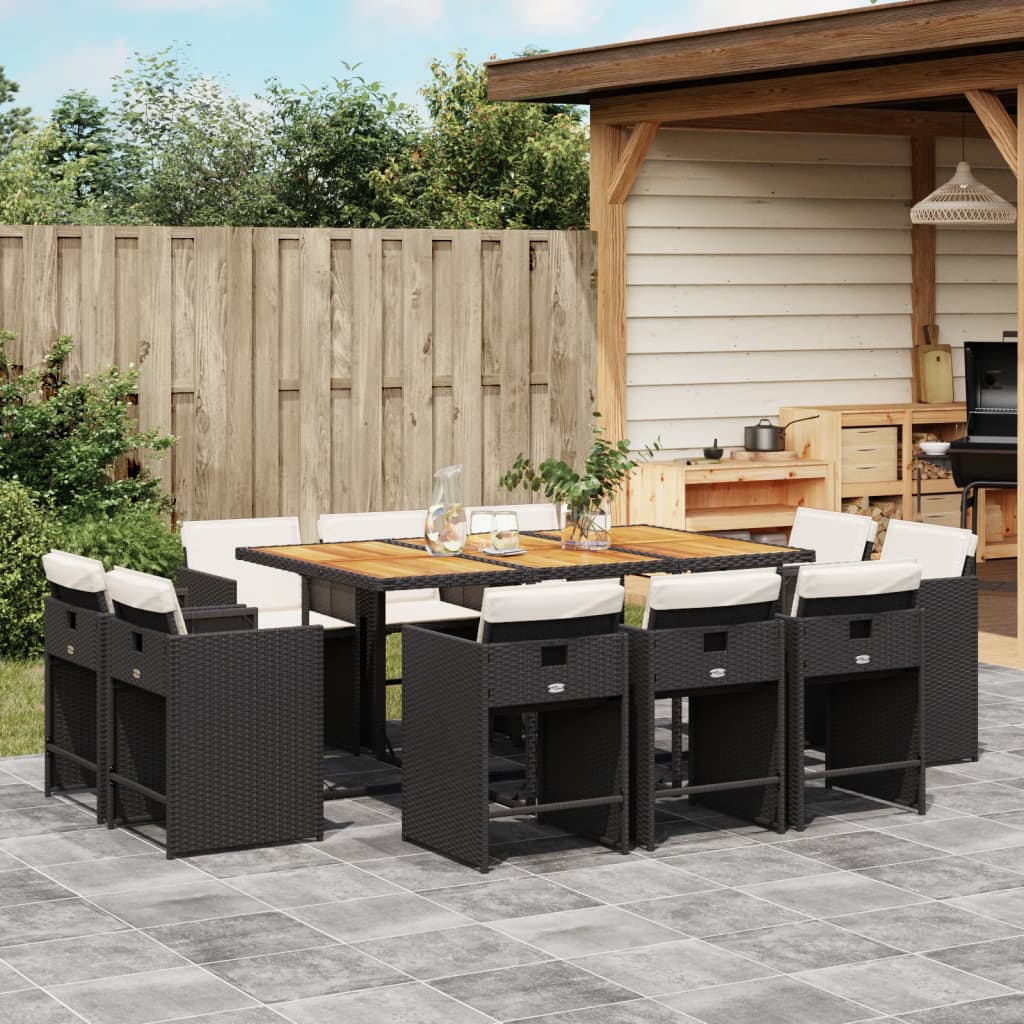 11-Tlg. Garten-Essgruppe Mit Kissen Poly Rattan