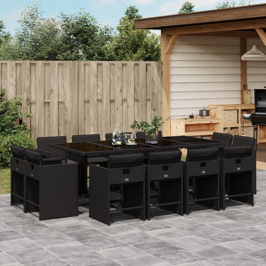 11-Tlg. Garten-Essgruppe Mit Kissen Poly Rattan