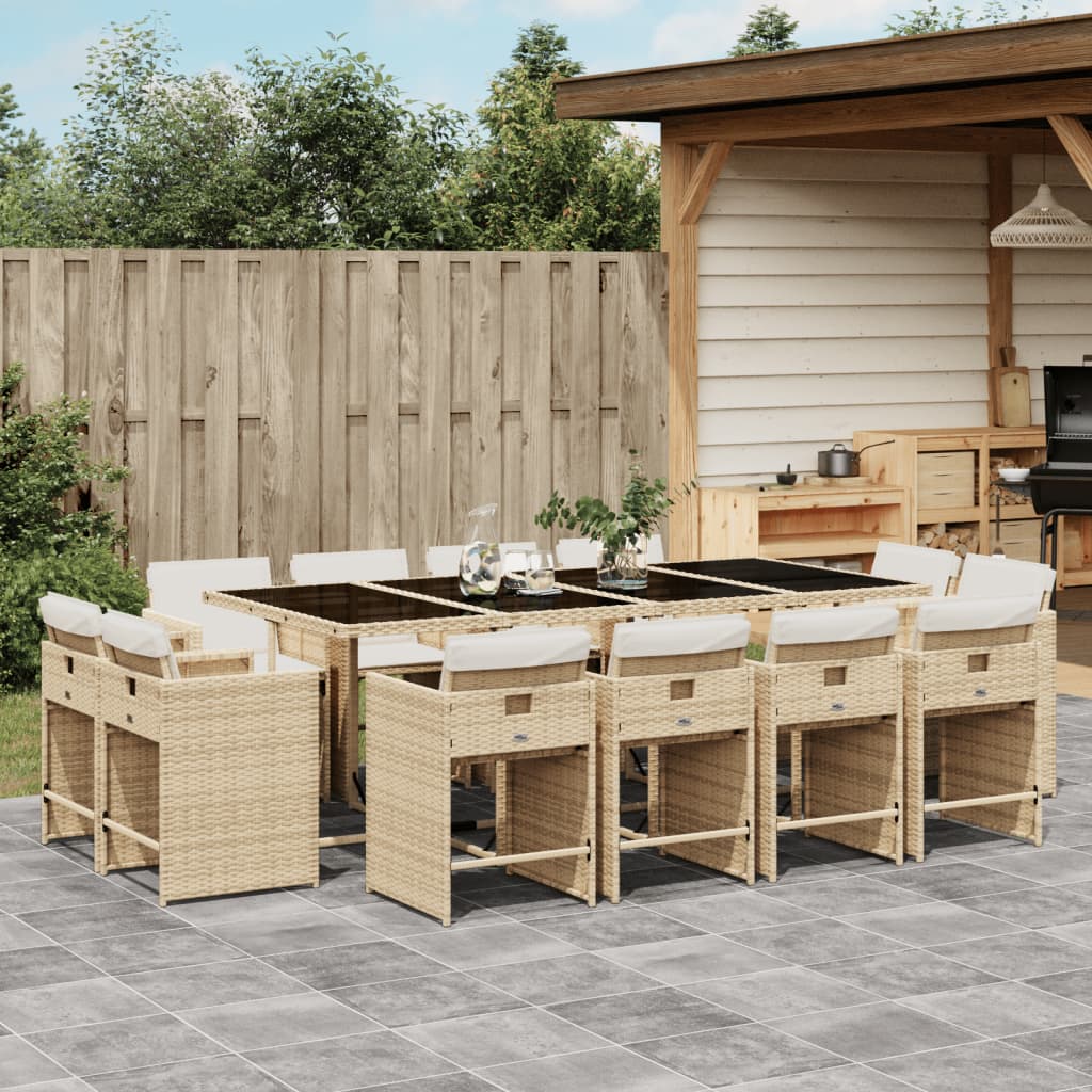 11-Tlg. Garten-Essgruppe Mit Kissen Poly Rattan
