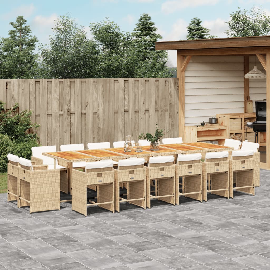 11-Tlg. Garten-Essgruppe Mit Kissen Poly Rattan