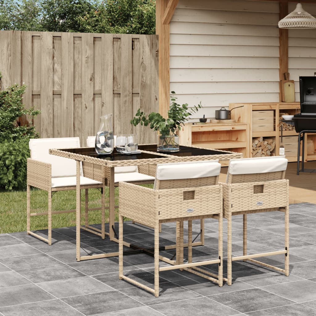13-Tlg. Garten-Essgruppe Mit Kissen Poly Rattan
