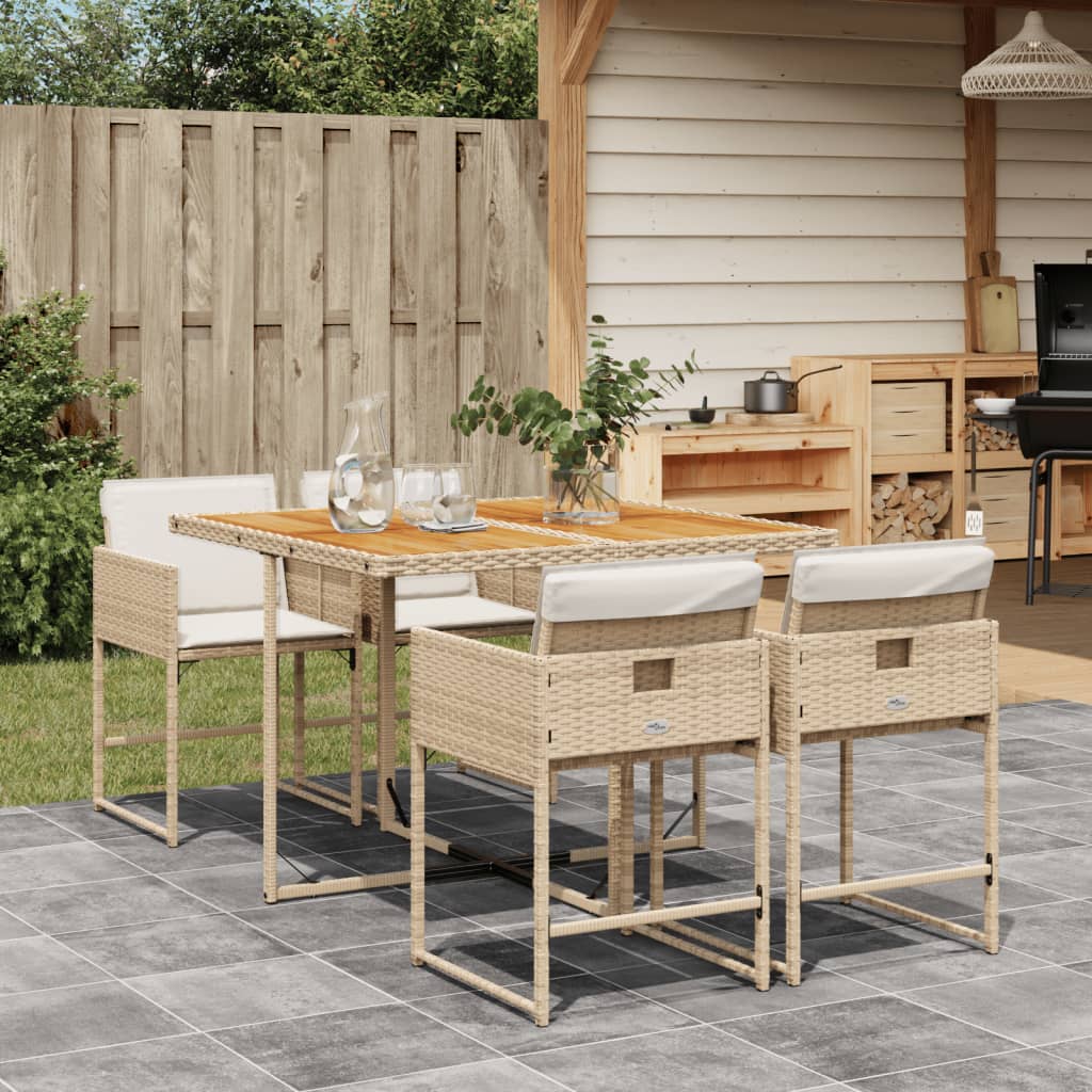 13-Tlg. Garten-Essgruppe Mit Kissen Poly Rattan