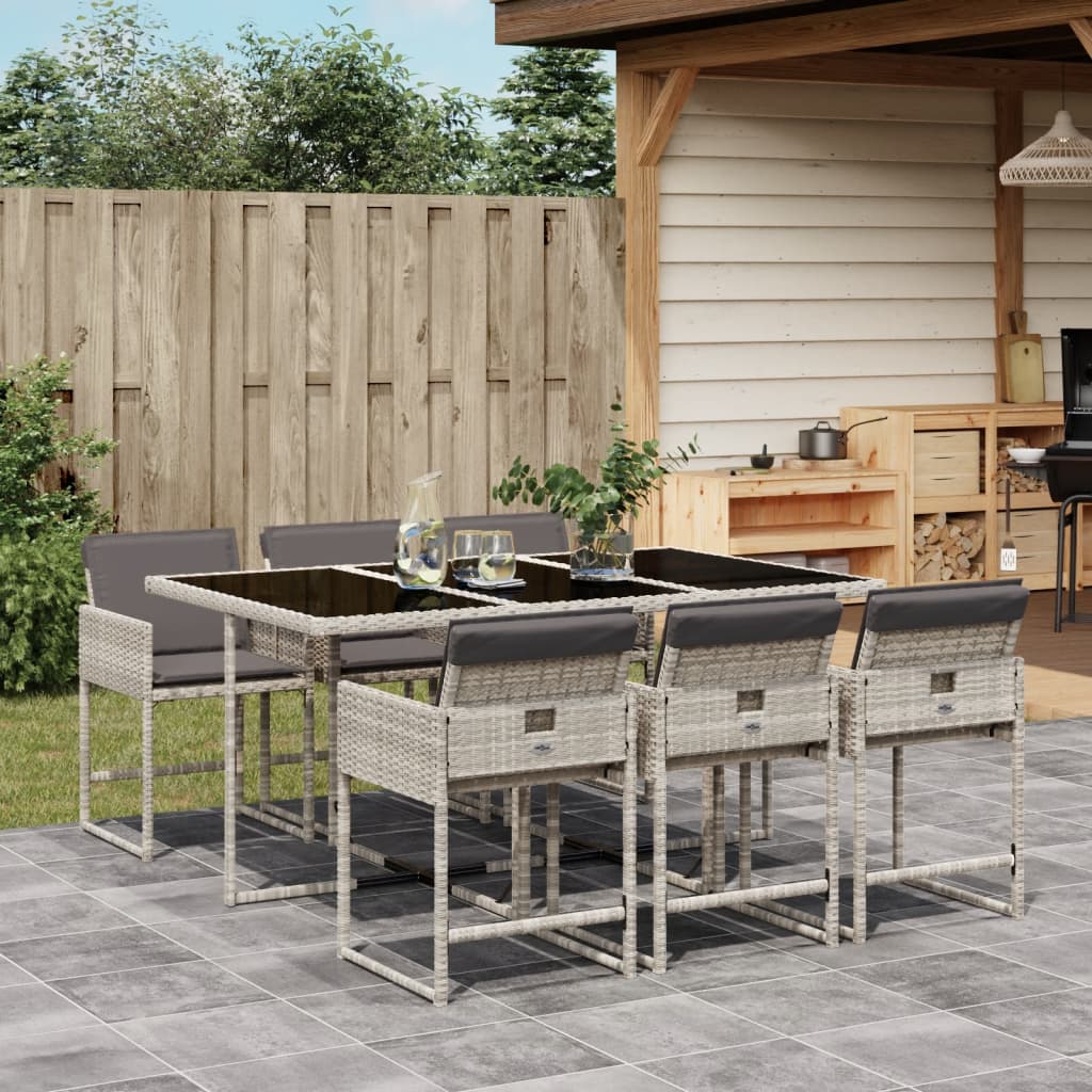 13-Tlg. Garten-Essgruppe Mit Kissen Poly Rattan