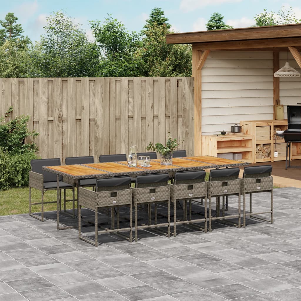 13-Tlg. Garten-Essgruppe Mit Kissen Poly Rattan